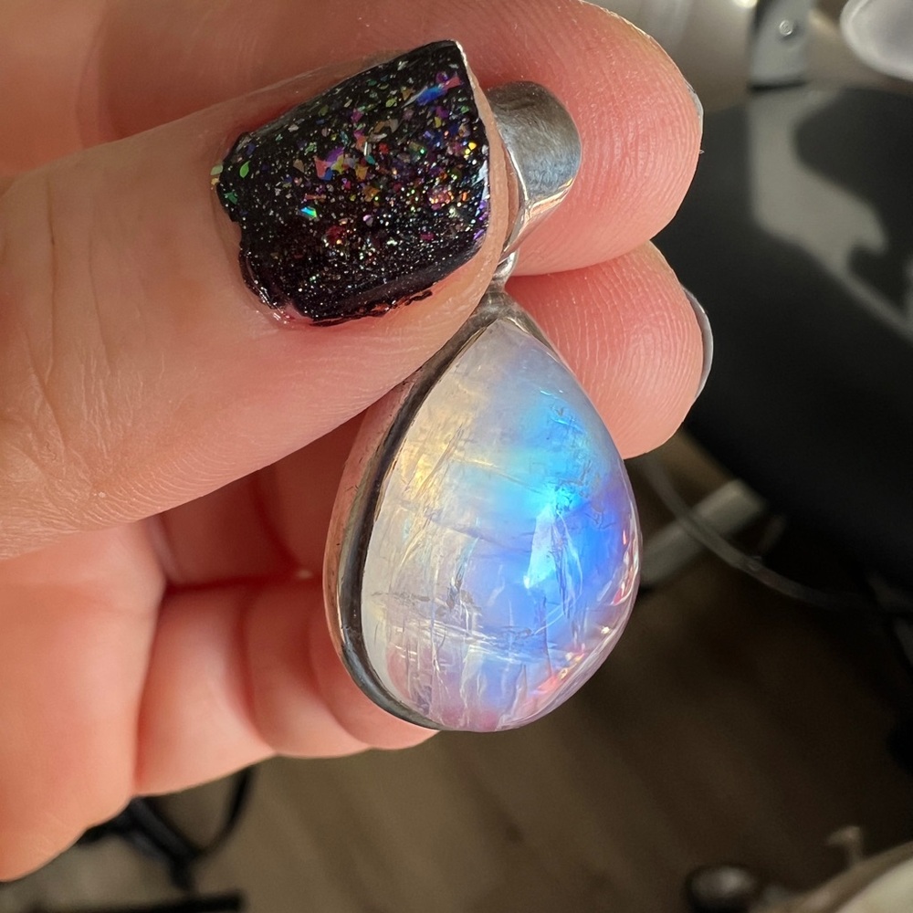 Teardrop Moonstone Pendant Sterling Silver